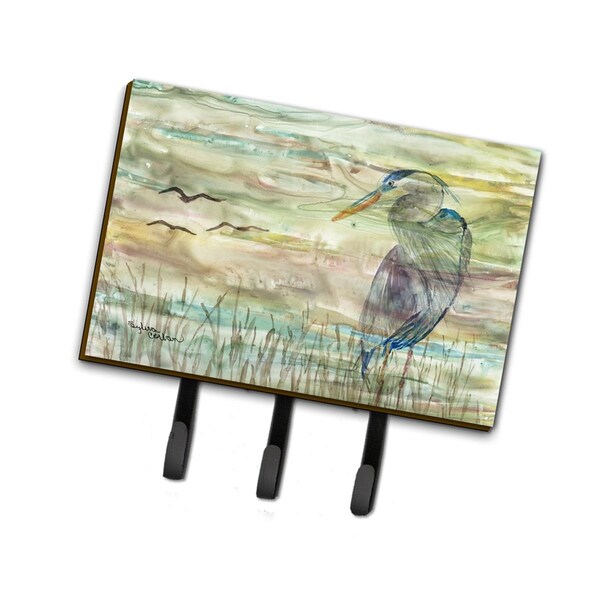 Carolines Treasures 6 x 2 x 9 in. Blue Heron Sunset Leash or Key Holder SC2019TH68 - main
